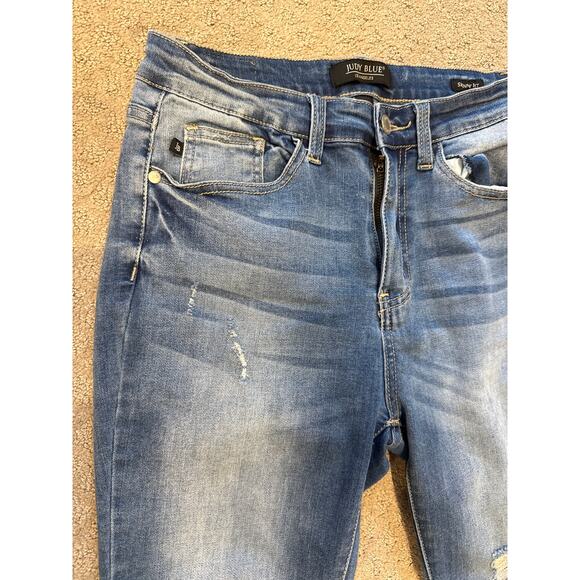 Judy Blue Skinny Fit Raw Hem Women's Distressed Jeans, 7/28 - Picture 4 of 5